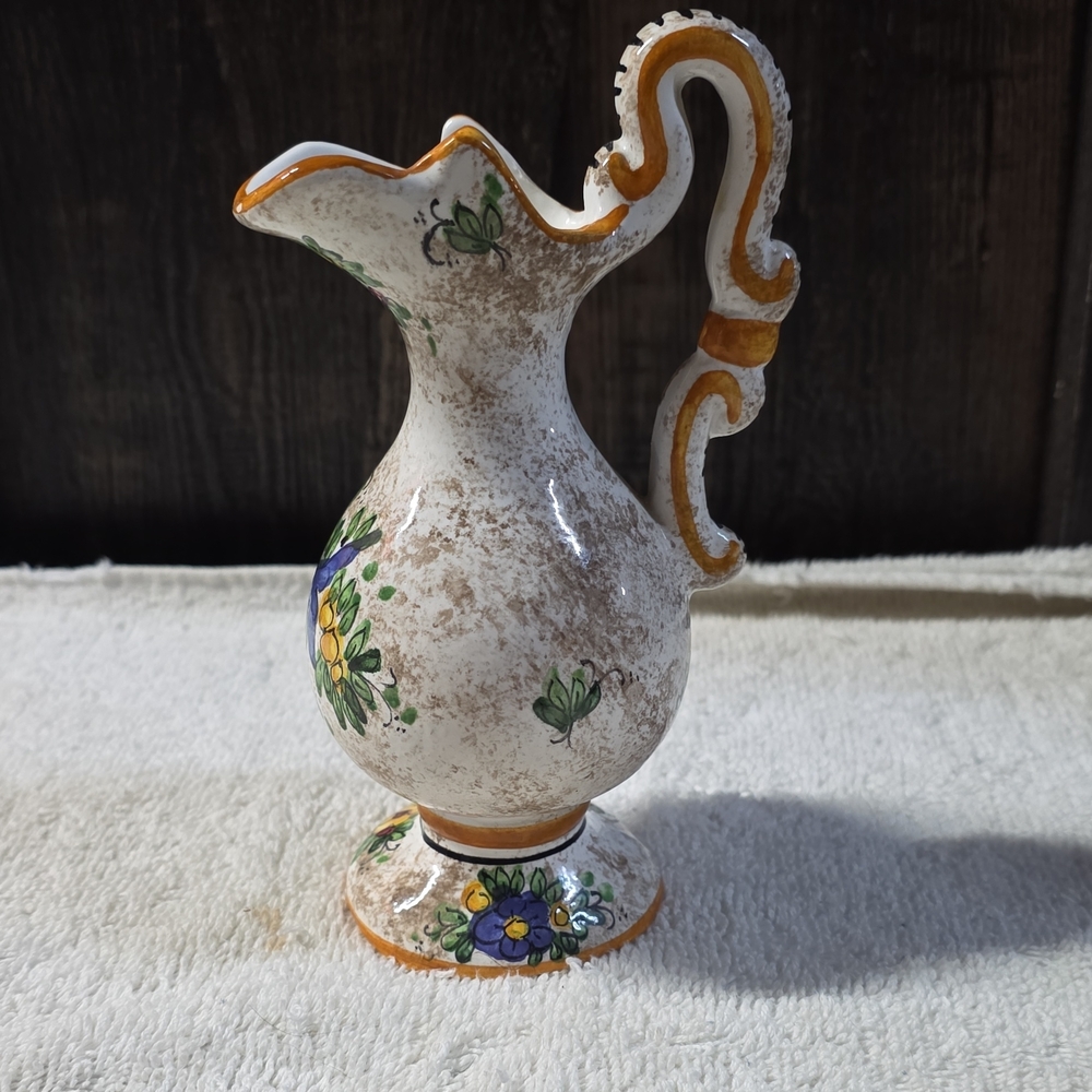 Deruta Floral Ceramic Pitcher with Handle